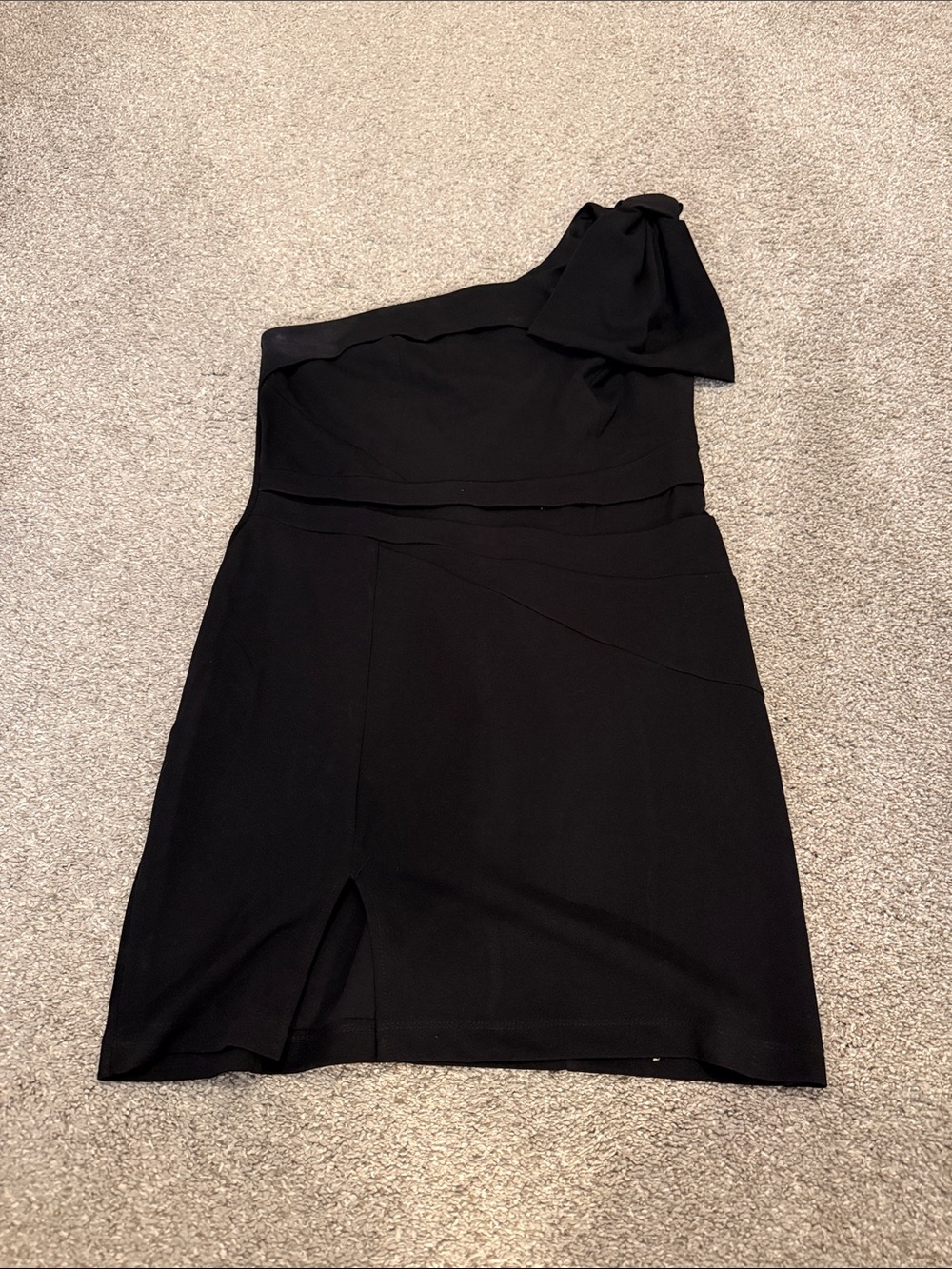 Chic One-Shoulder Black Bow-Accent Dress